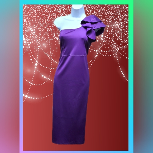 Elegant One-Shoulder Flowing Silhouette Dress Plum